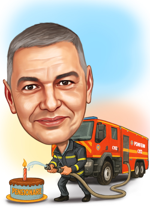 Caricatură Personalizată Pompier